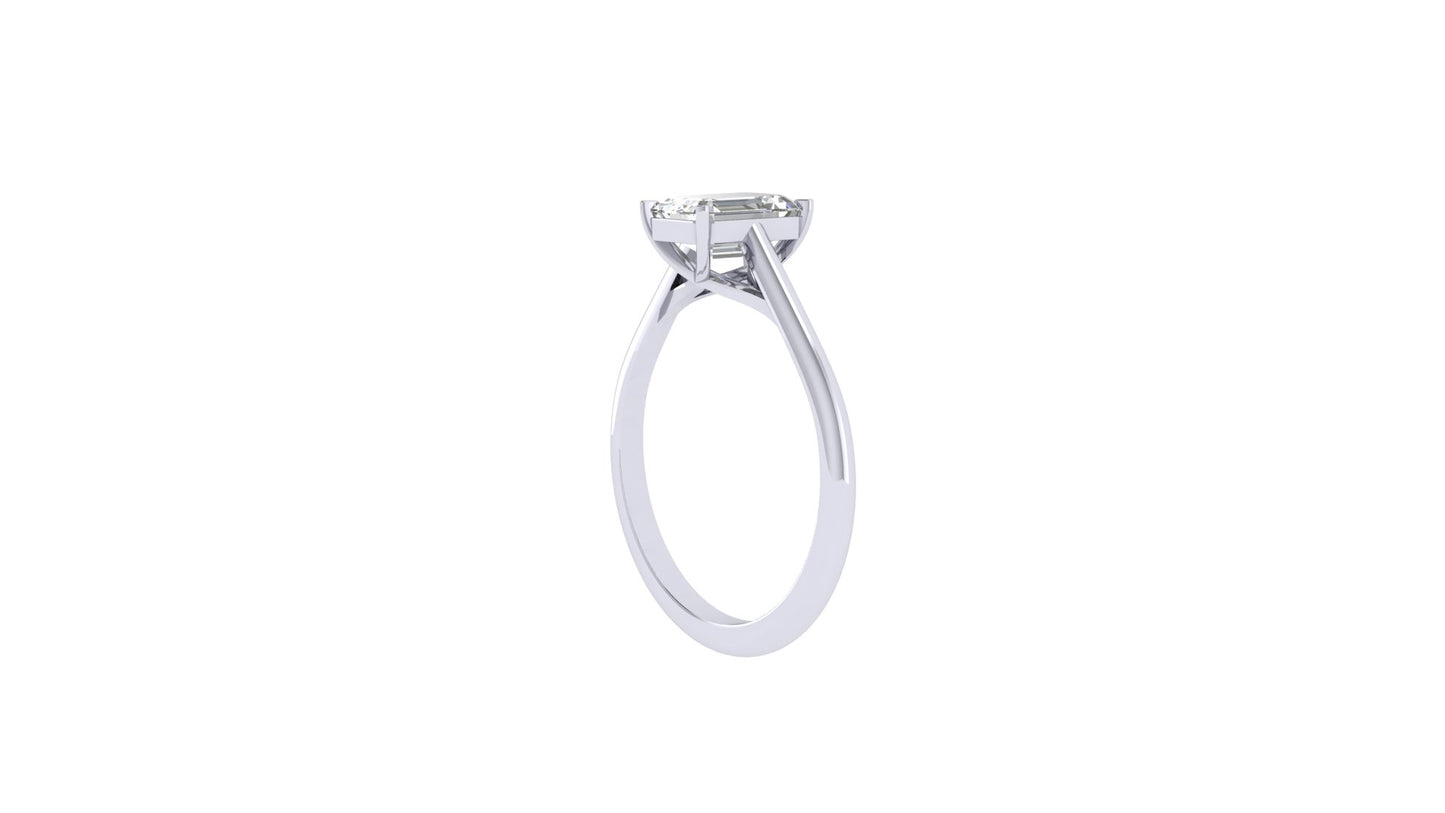 1.02 ctw Emerald Cut Lab Grown Diamond | 4 Prong Setting | Solitaire Ring.