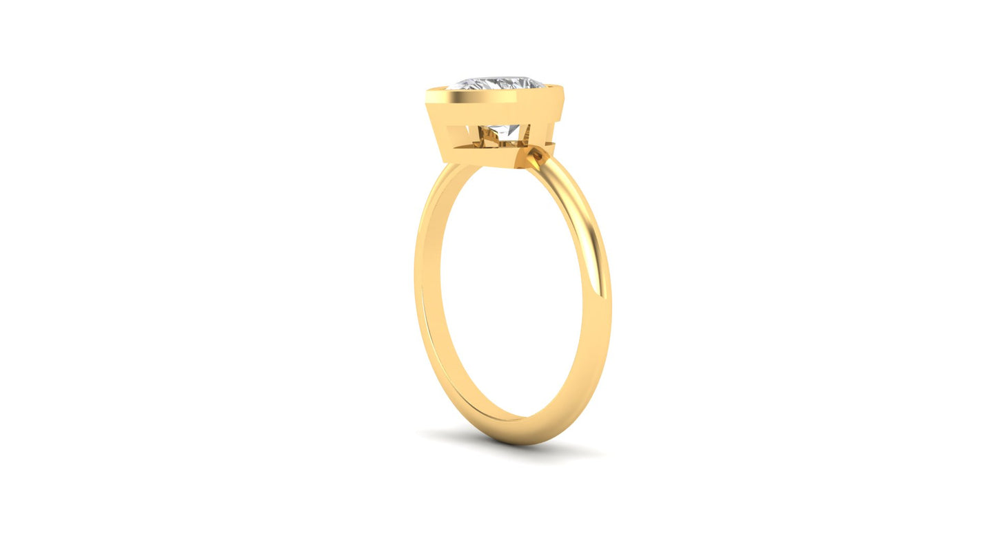 1.20 ctw Pear Shape Lab Grown Diamond | Bezel Set Setting | Solitaire Ring.