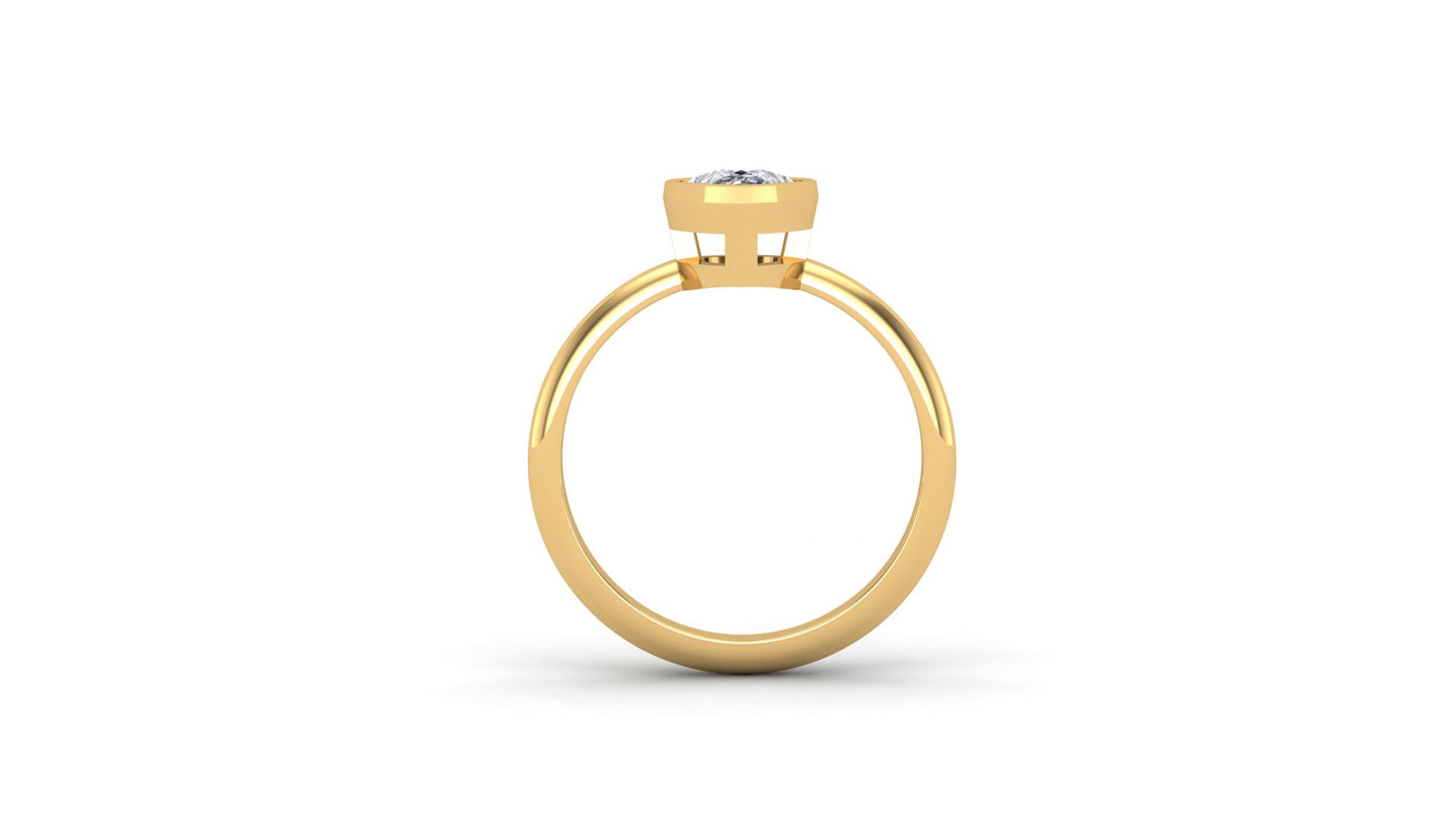 1.20 ctw Pear Shape Lab Grown Diamond | Bezel Set Setting | Solitaire Ring.