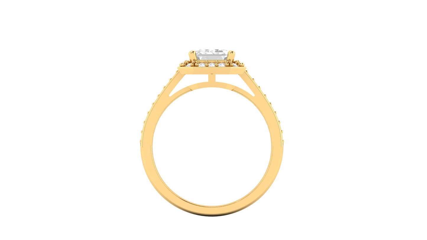 1.75 ct Emerald Cut Center Lab Grown Diamond | Color: E | Clarity: VVS | 0.25 ct Lab Grown Side Diamonds. | Designer Ring.