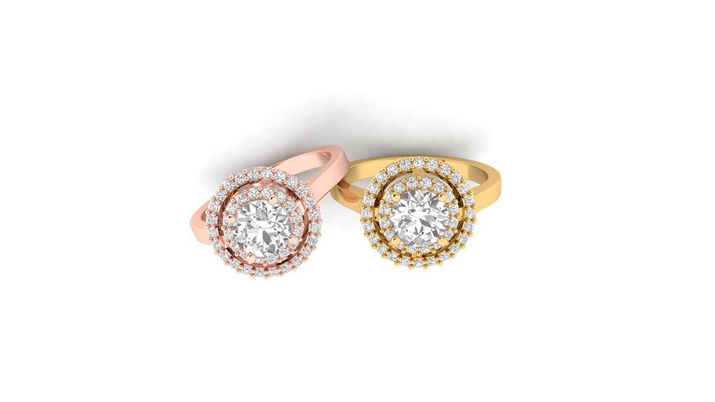 1.06 ctw Round Cut Lab Grown Diamonds Designer Ring. | Color: E | Clarity: VVS