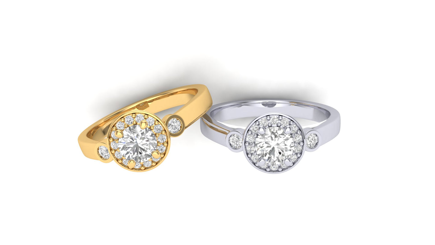1.00 ctw Round shape Lab Grown Diamonds Designer Ring.