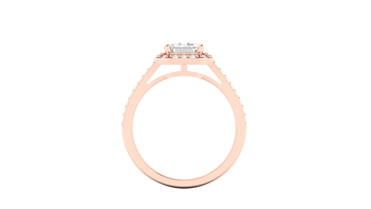 1.75 ct Emerald Cut Center Lab Grown Diamond | Color: E | Clarity: VVS | 0.25 ct Lab Grown Side Diamonds. | Designer Ring.