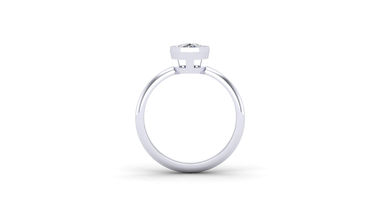 1.20 ctw Pear Shape Lab Grown Diamond | Bezel Set Setting | Solitaire Ring.