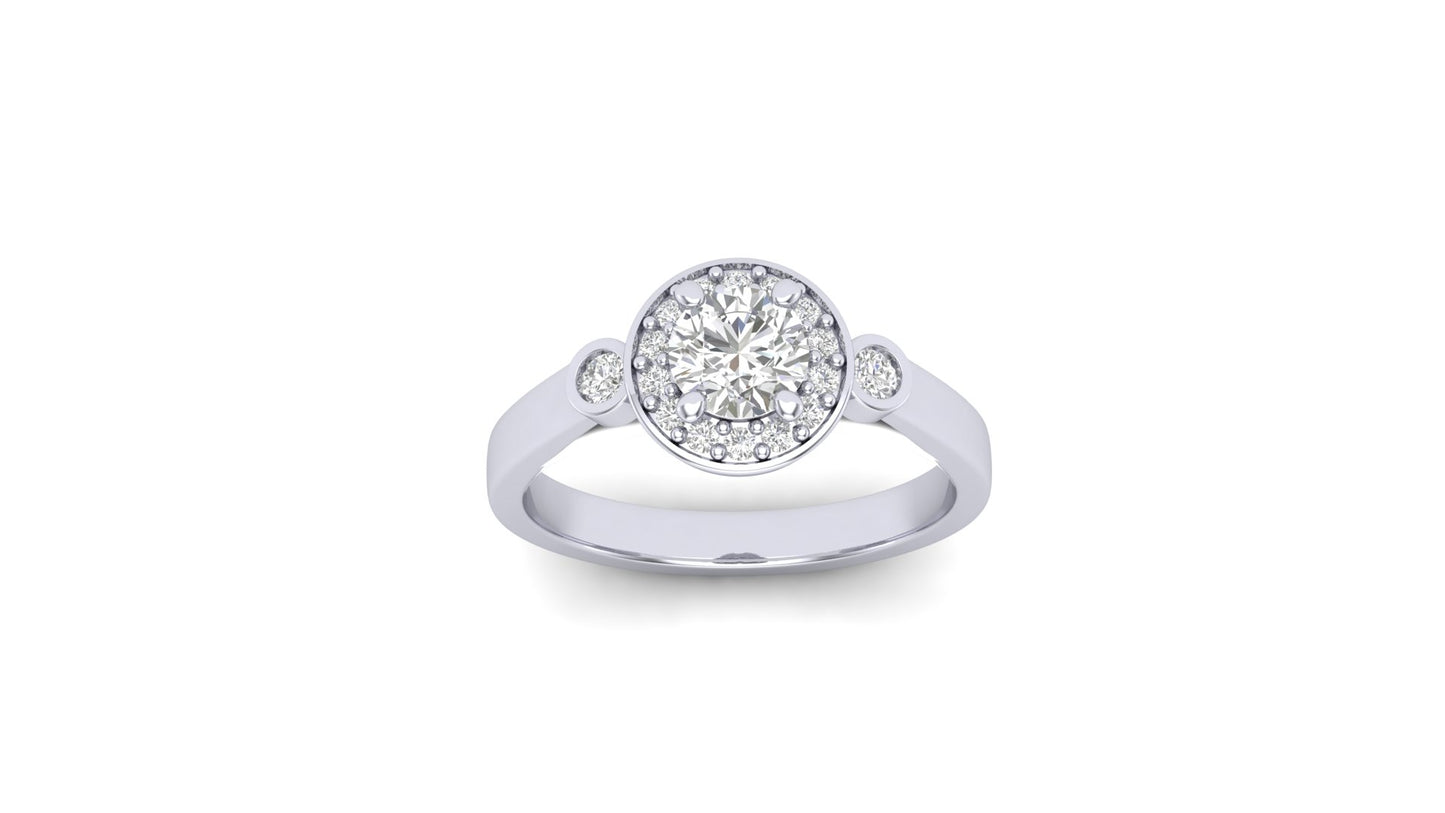 1.00 ctw Round shape Lab Grown Diamonds Designer Ring.