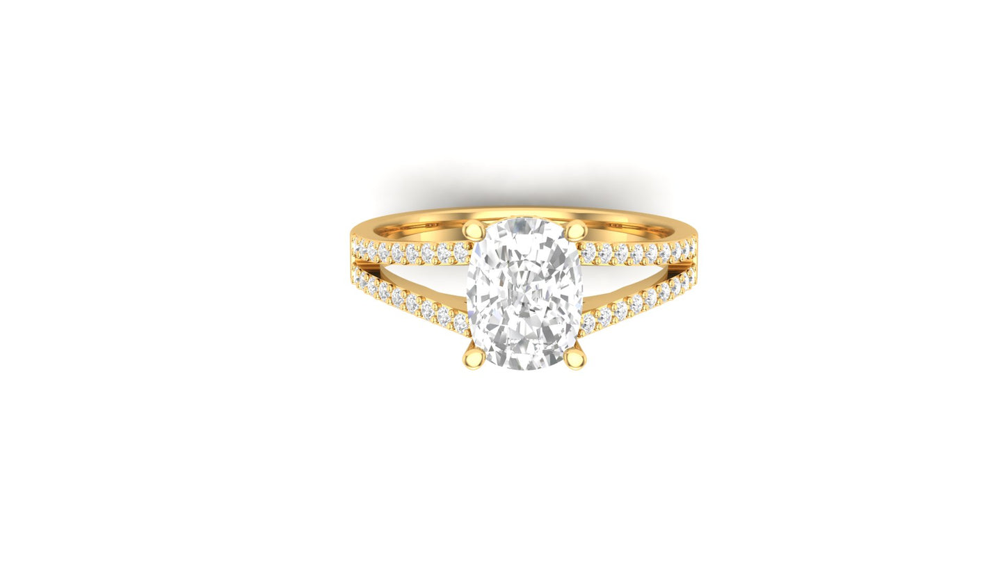1.80 ct Cushion Cut Center Lab Grown Diamond | Color: E | Clarity: VVS | 0.20 ct Lab Grown Side Diamonds. | Designer Ring.