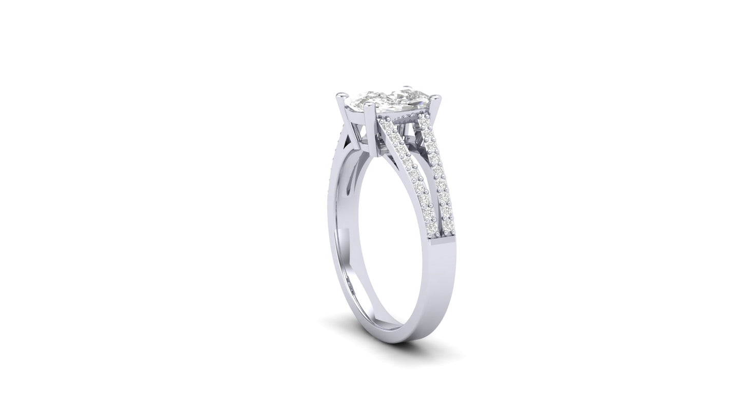 1.80 ct Cushion Cut Center Lab Grown Diamond | Color: E | Clarity: VVS | 0.20 ct Lab Grown Side Diamonds. | Designer Ring.
