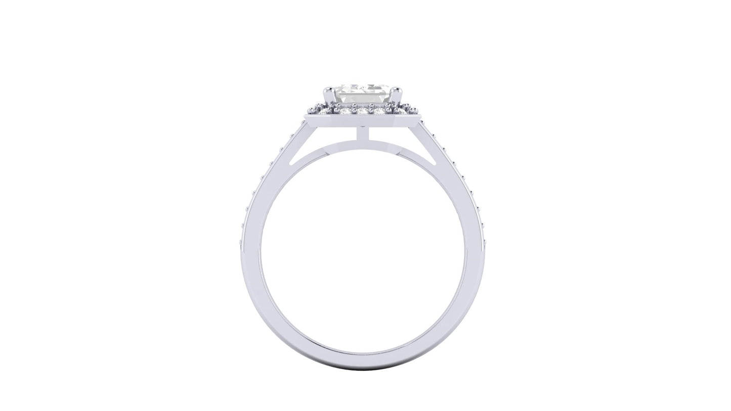 1.75 ct Emerald Cut Center Lab Grown Diamond | Color: E | Clarity: VVS | 0.25 ct Lab Grown Side Diamonds. | Designer Ring.