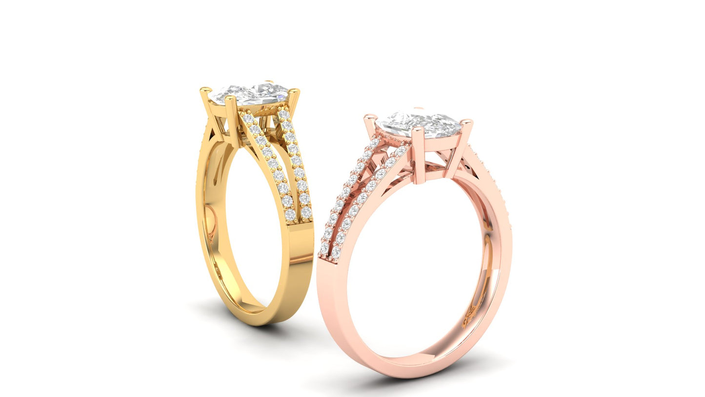 1.80 ct Cushion Cut Center Lab Grown Diamond | Color: E | Clarity: VVS | 0.20 ct Lab Grown Side Diamonds. | Designer Ring.