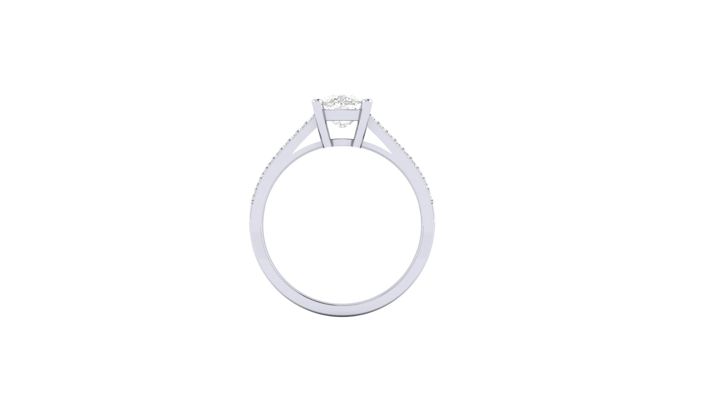 1.80 ct Cushion Cut Center Lab Grown Diamond | Color: E | Clarity: VVS | 0.20 ct Lab Grown Side Diamonds. | Designer Ring.