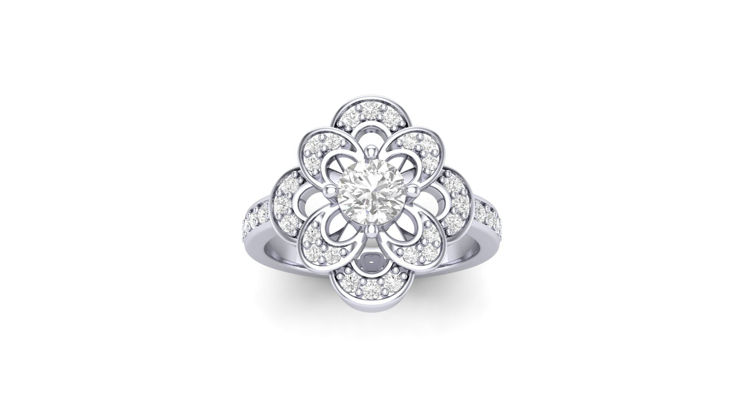 1.00 ctw Round Shape Lab Grown Diamonds | Designer Ring.