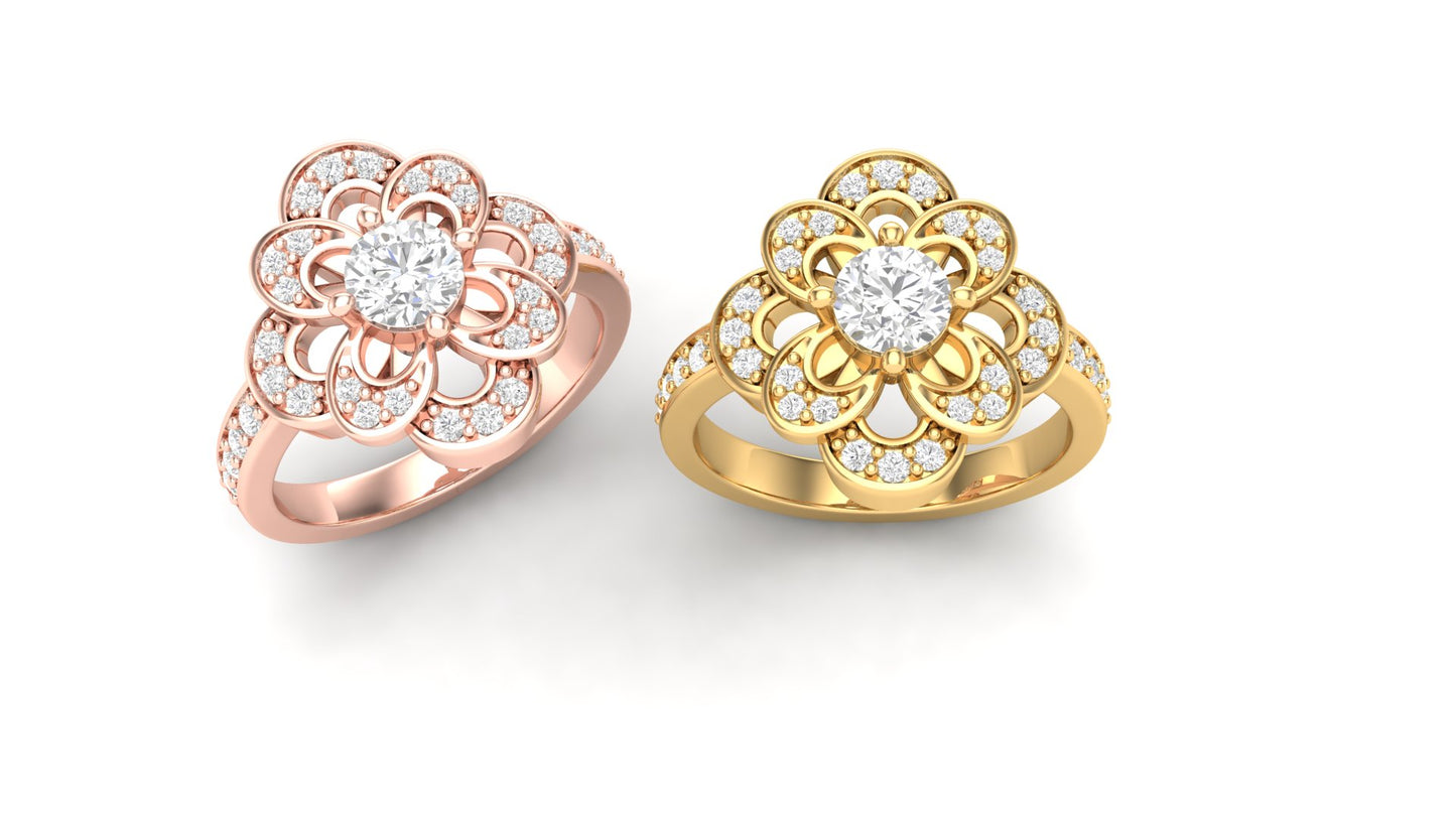 1.00 ctw Round Shape Lab Grown Diamonds | Designer Ring.