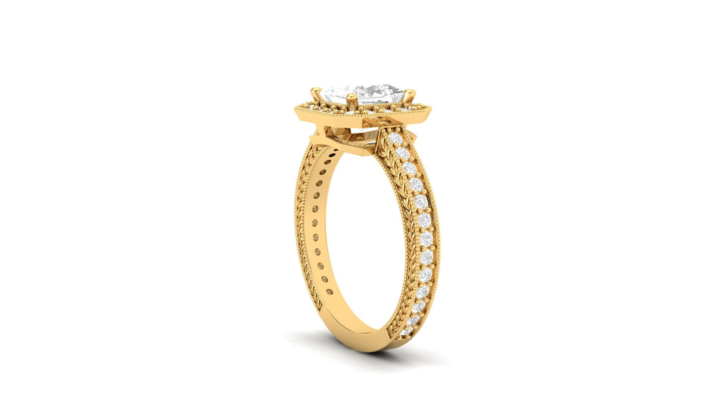 1.10 ct Princess Cut Center Lab Grown Diamond | Color: E | Clarity: VVS | 0.40 ct Lab Grown Side Diamonds. | Designer Ring.