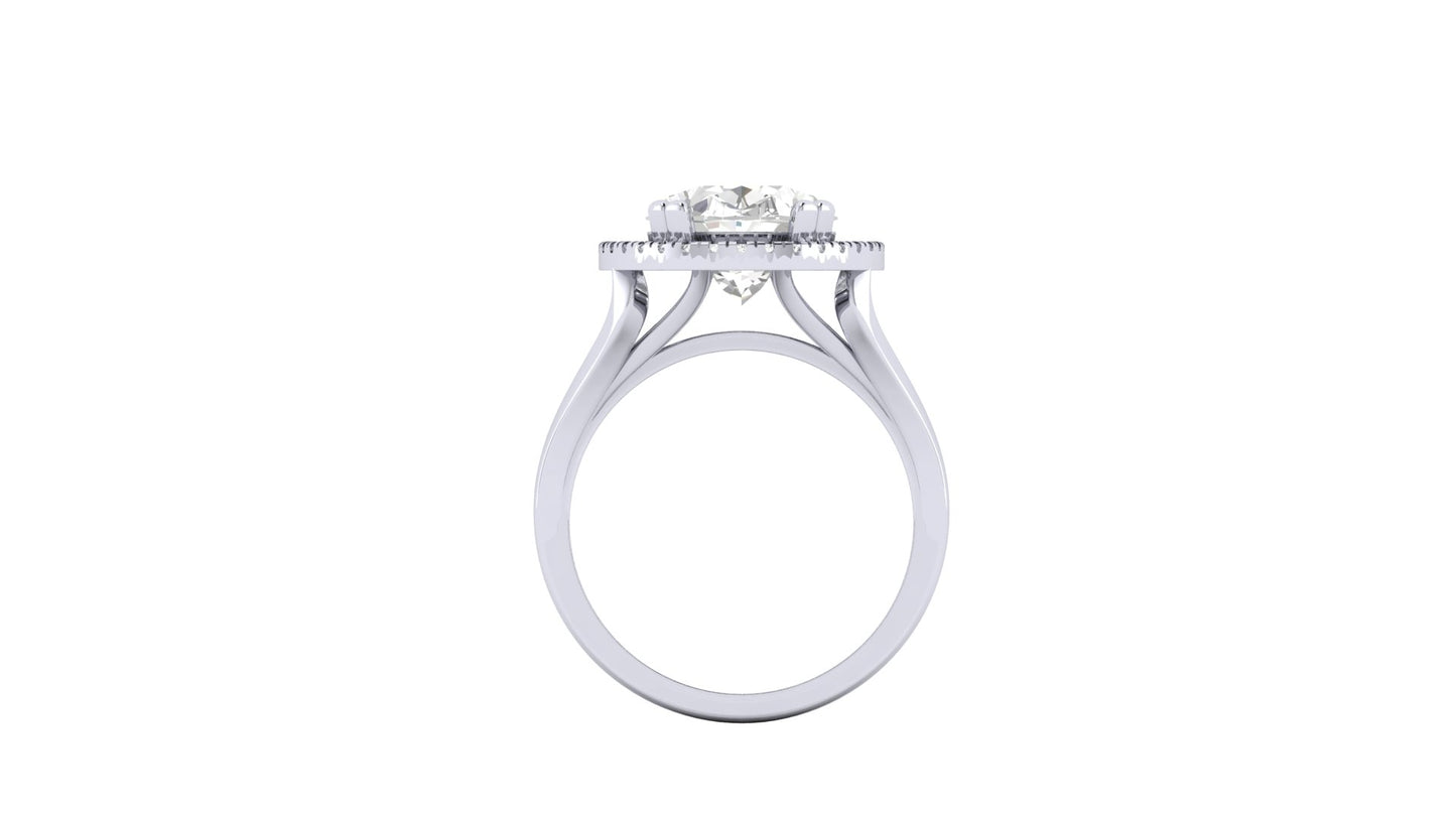 4.54 ct Oval Cut Center Lab Grown Diamond | Color: E | Clarity: VVS | 0.17 ct Lab Grown Side Diamonds | Halo Ring.