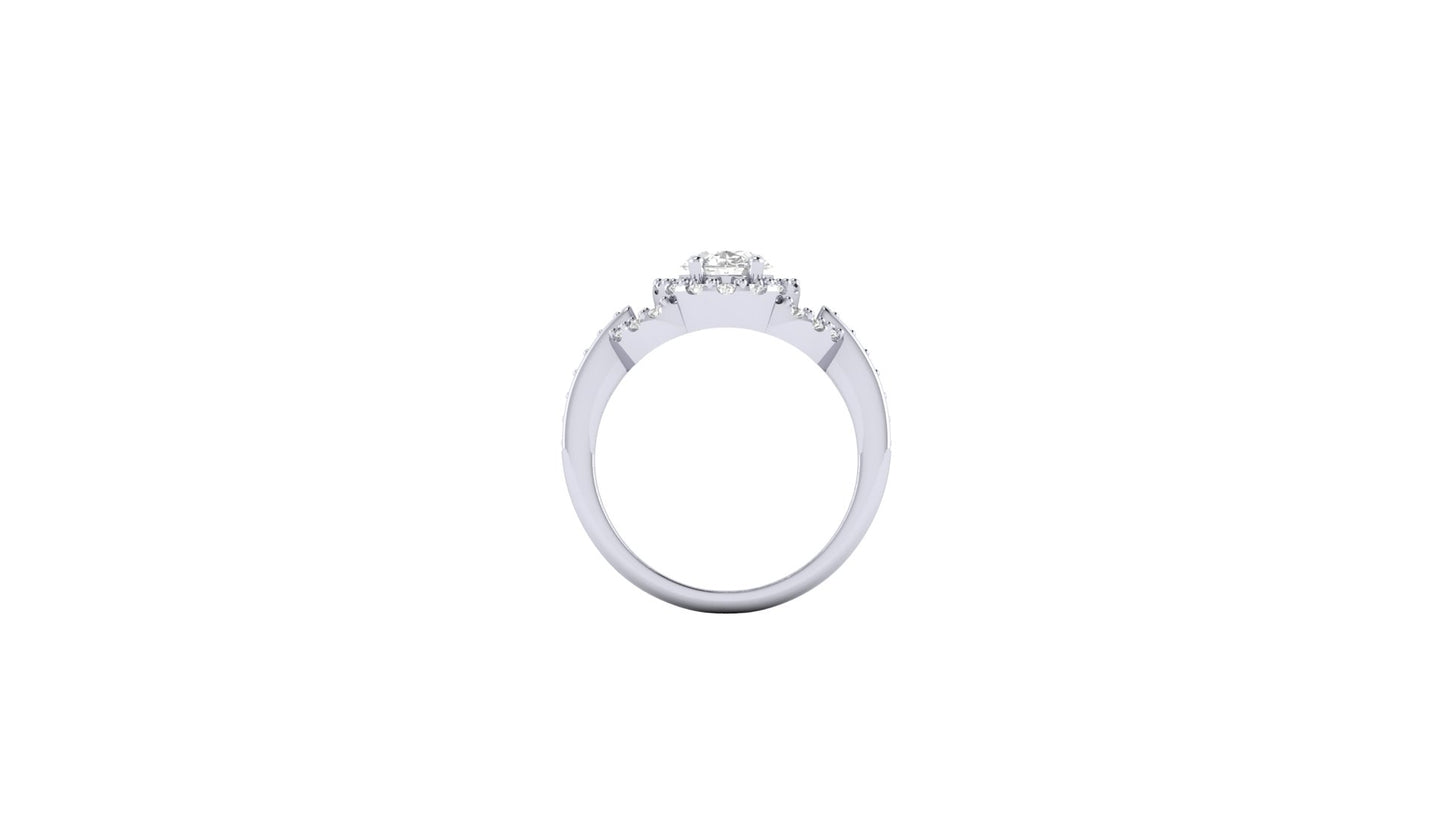 1.09 ct Oval Cut Center Lab Grown Diamond | Color: E | Clarity: VVS | 0.38 ct Lab Grown Side Diamonds. | Designer Ring.