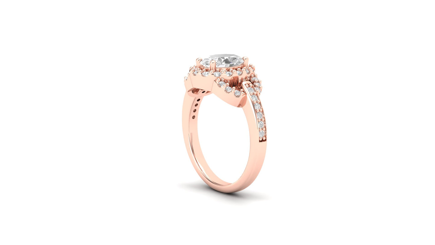 1.09 ct Oval Cut Center Lab Grown Diamond | Color: E | Clarity: VVS | 0.38 ct Lab Grown Side Diamonds. | Designer Ring.