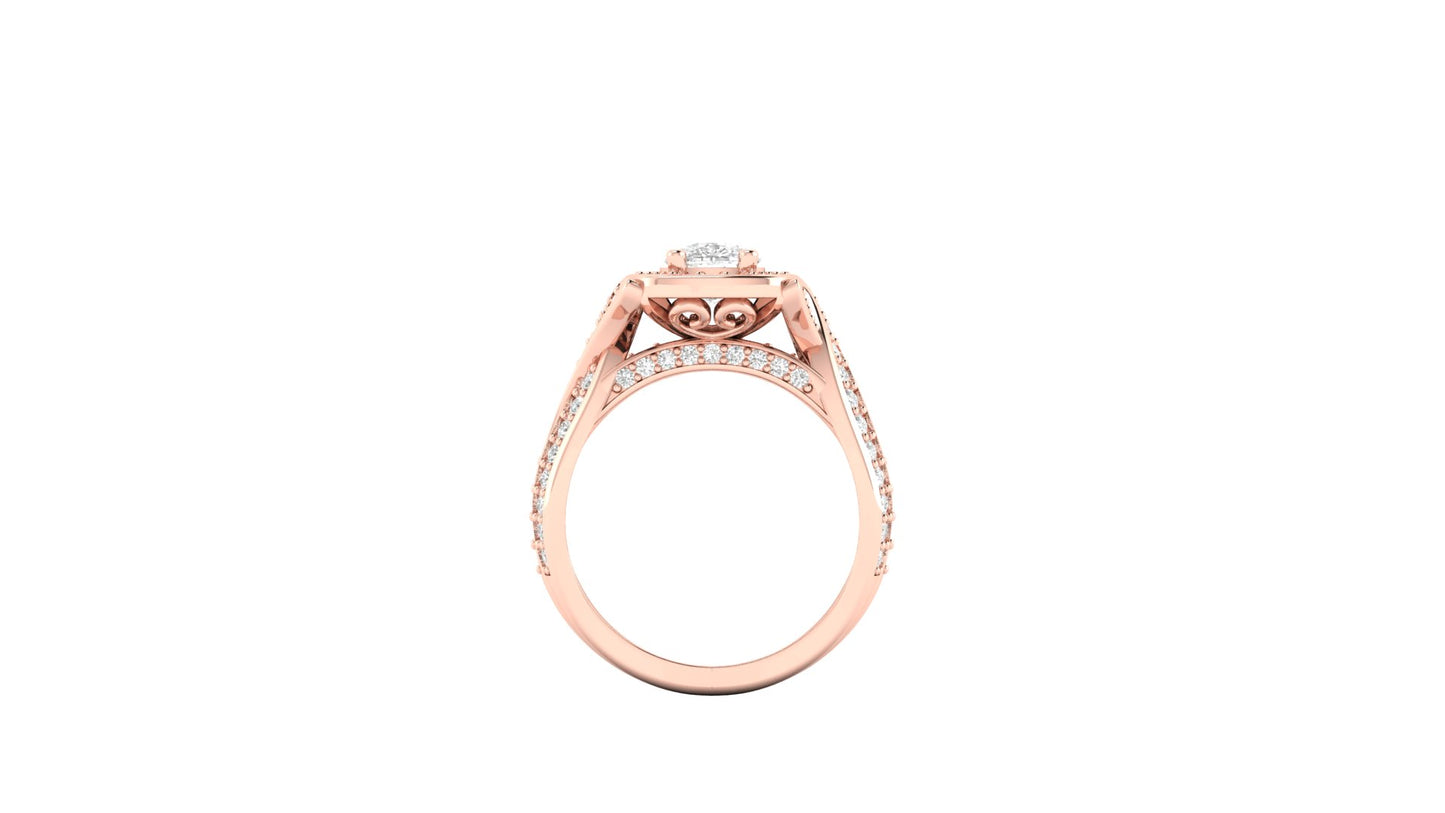 1.10 ct Cushion Cut Center Lab Grown Diamond | Color: E | Clarity: VVS | 0.60 ct Lab Grown Side Diamonds. | Designer Ring.