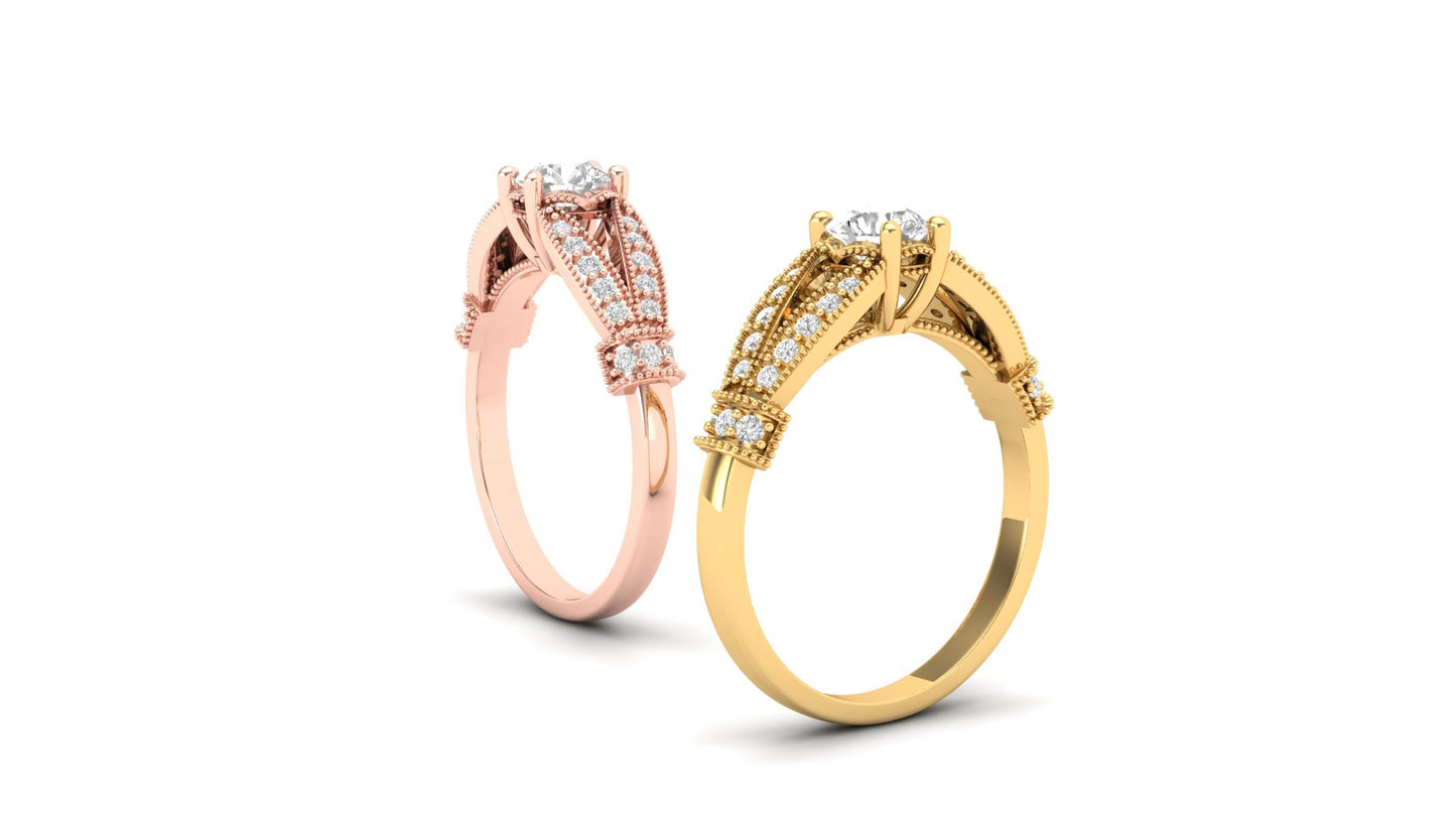 1.00 ctw Round Shape Lab Grown Diamonds | Designer Ring.