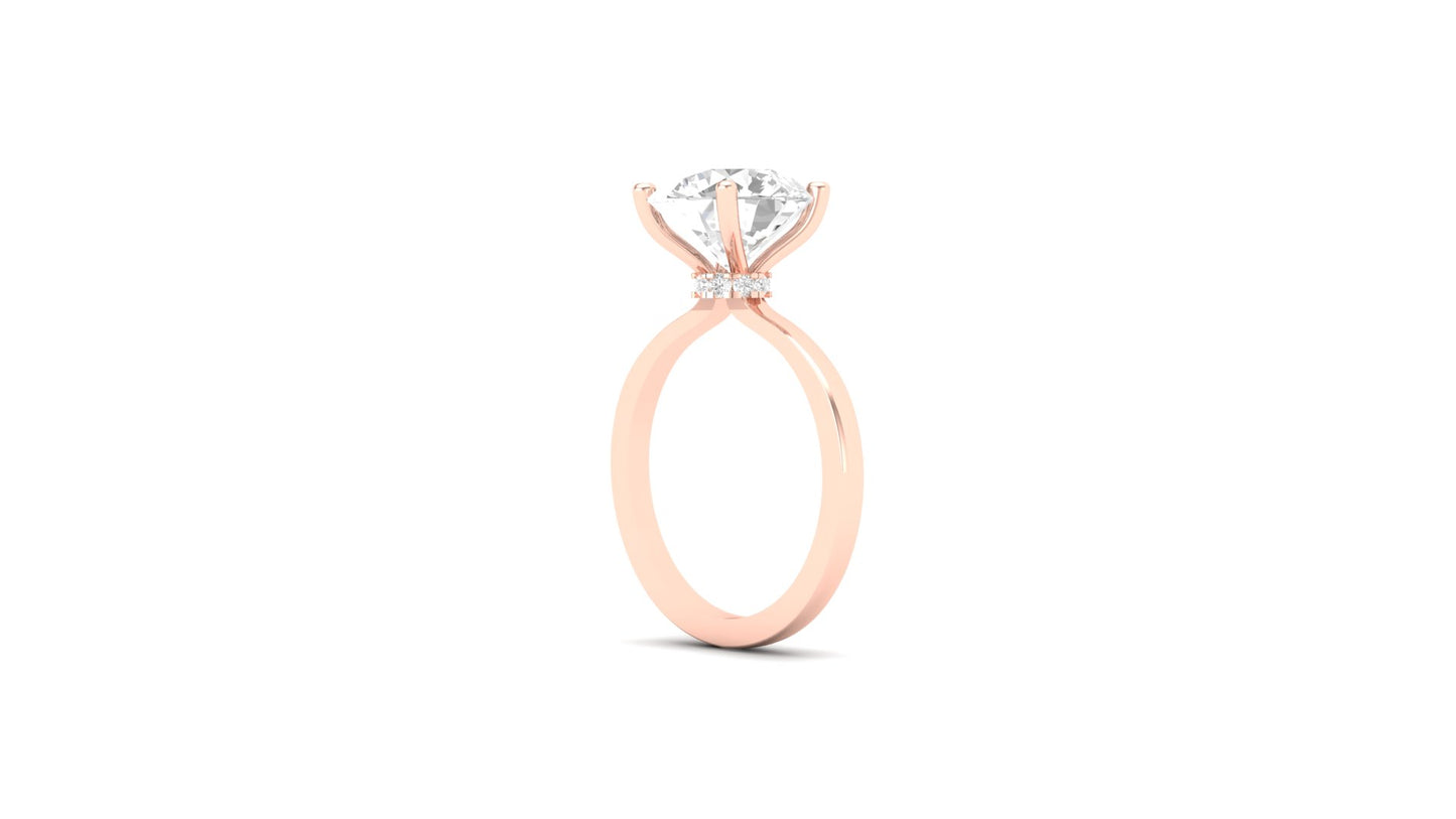 3.00 ct Round Cut Center Lab Grown Diamond | Color: E | Clarity: VVS | 0.10 ct Lab Grown Side Diamonds. | Designer Ring.