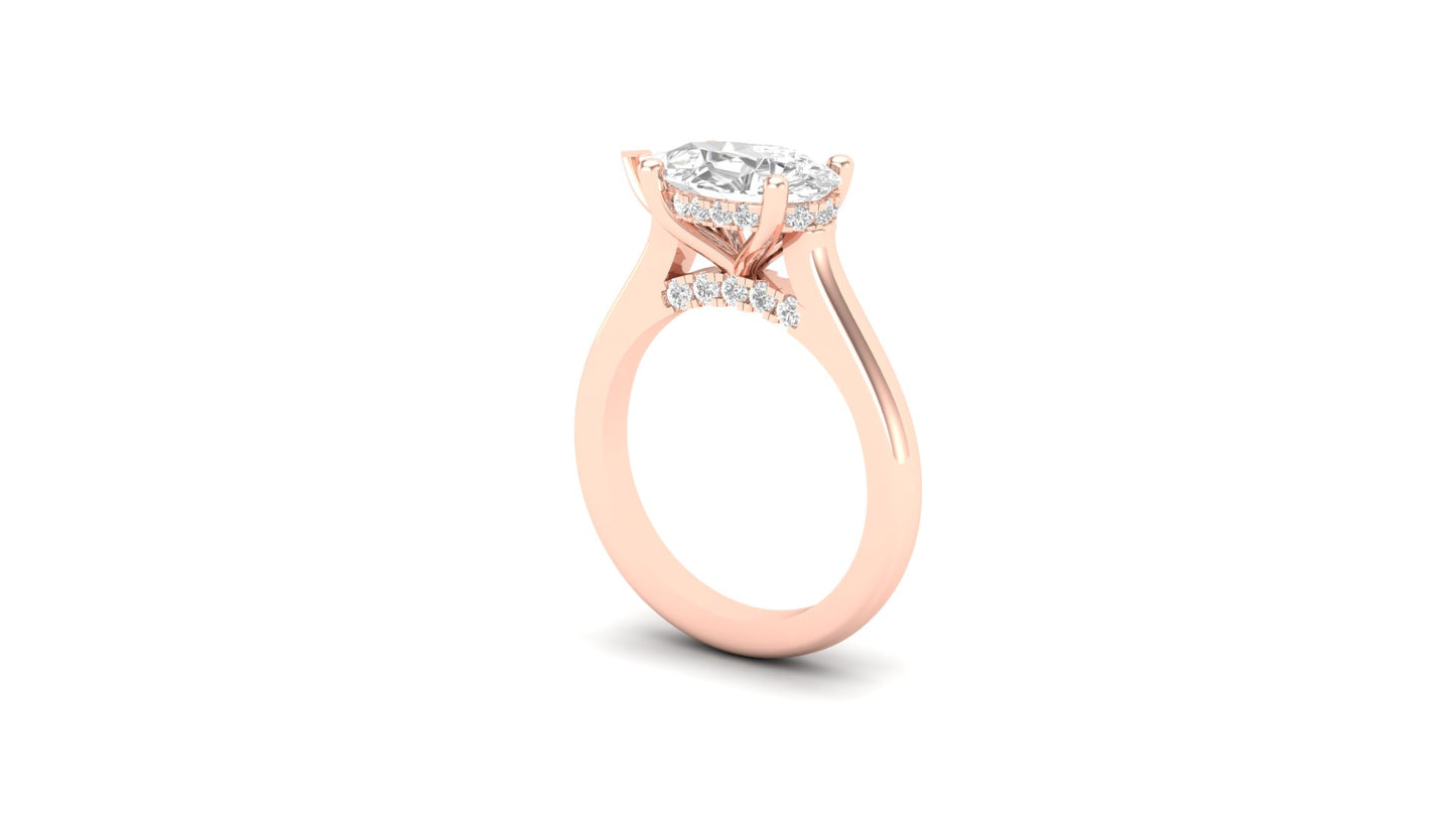 1.75 ct Pear Center Lab Grown Diamond | Color: E | Clarity: VVS | 0.31 ct Lab Grown Side Diamonds. | Designer Ring.