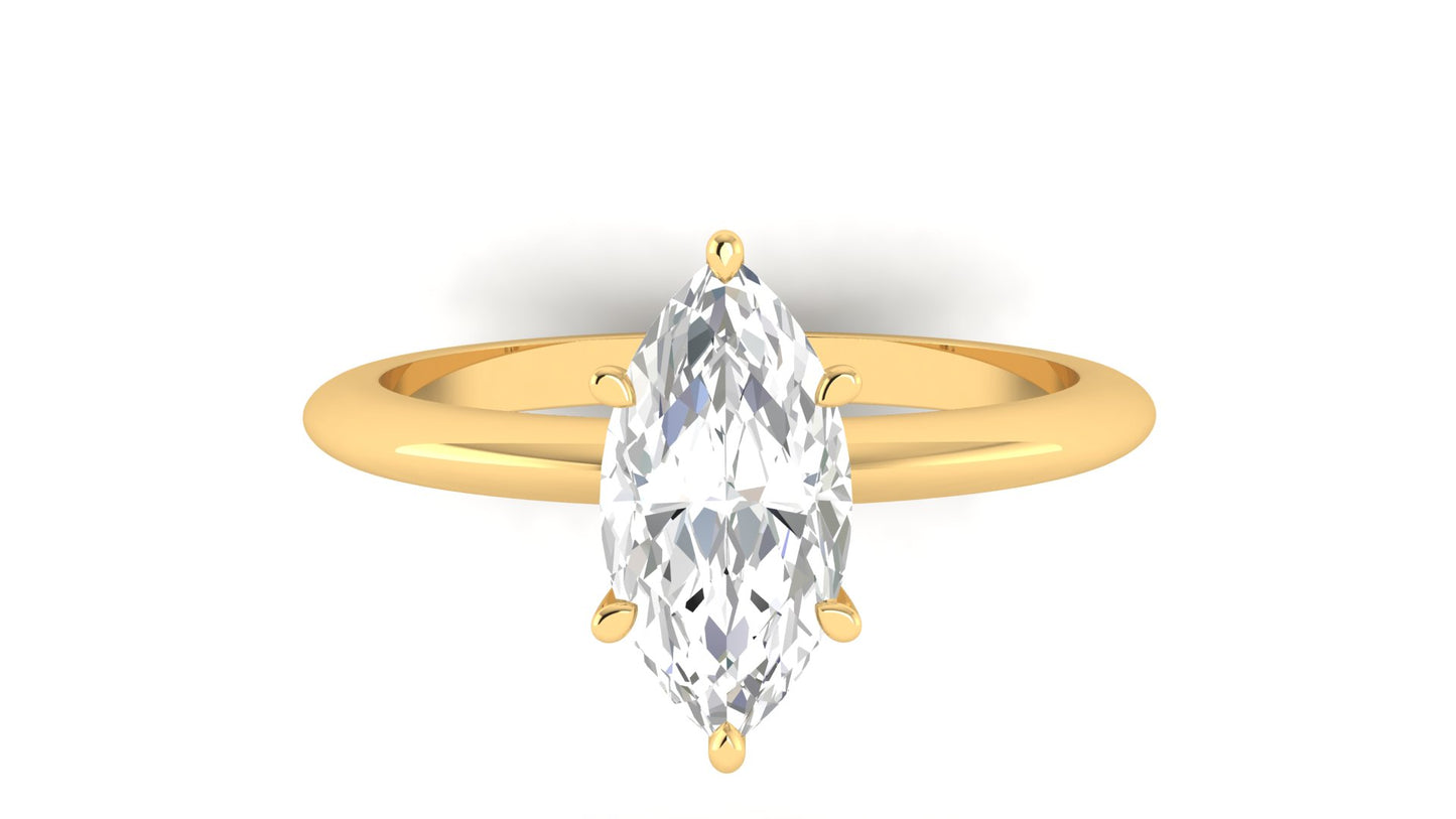 1.00 ctw Marquise Shape Lab Grown Diamond | 6 Prong Setting | Solitaire Ring.