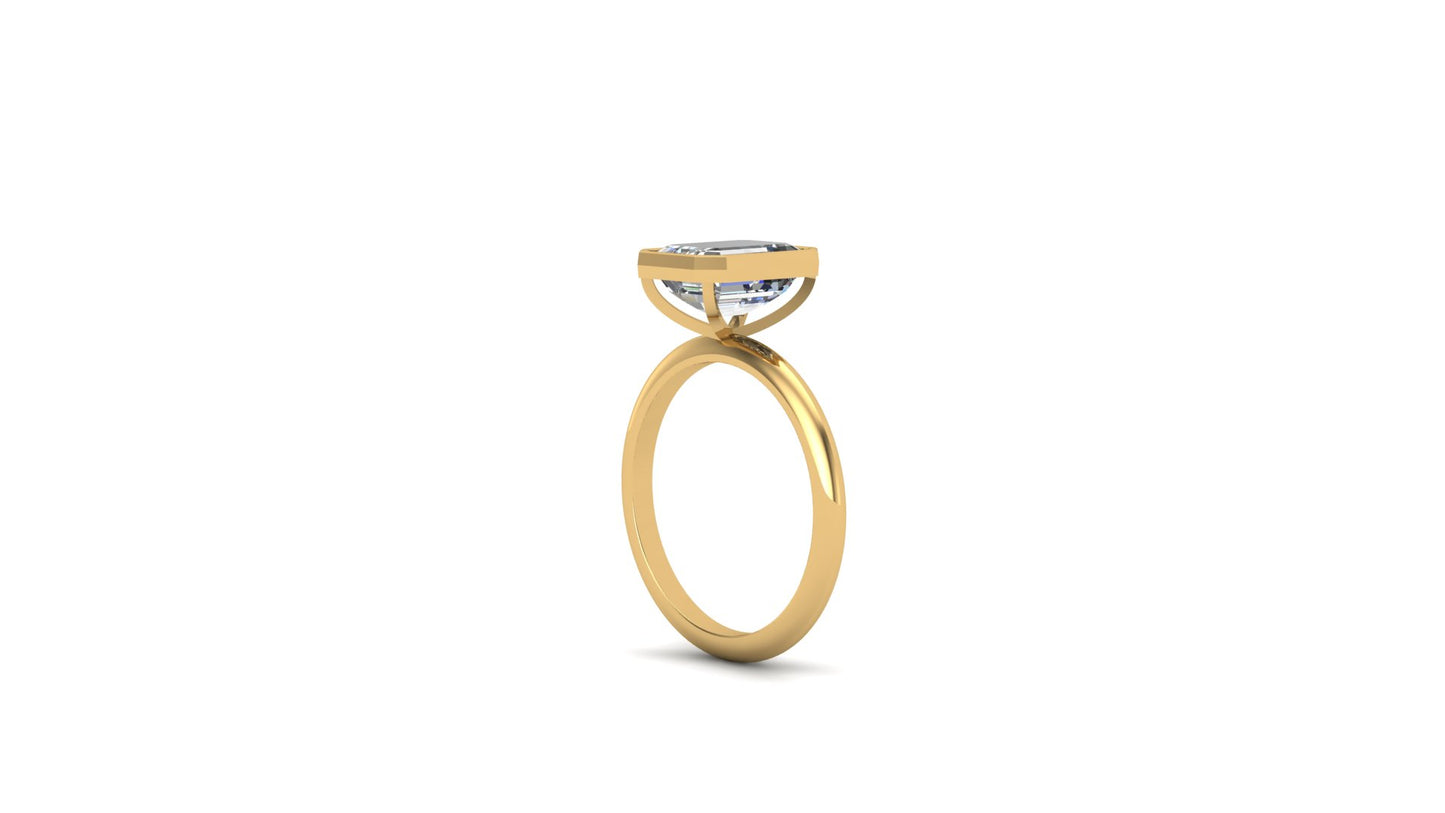 2.55 ctw Emerald Cut Lab Grown Diamond | Bezel Set Setting | Solitaire Ring.