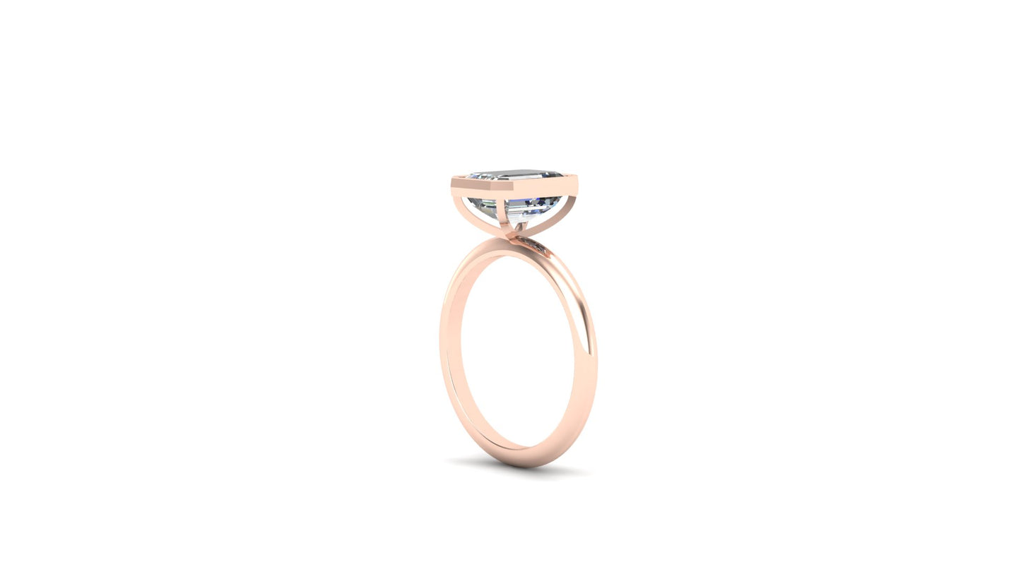 2.55 ctw Emerald Cut Lab Grown Diamond | Bezel Set Setting | Solitaire Ring.
