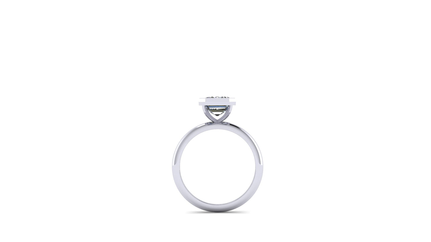2.55 ctw Emerald Cut Lab Grown Diamond | Bezel Set Setting | Solitaire Ring.