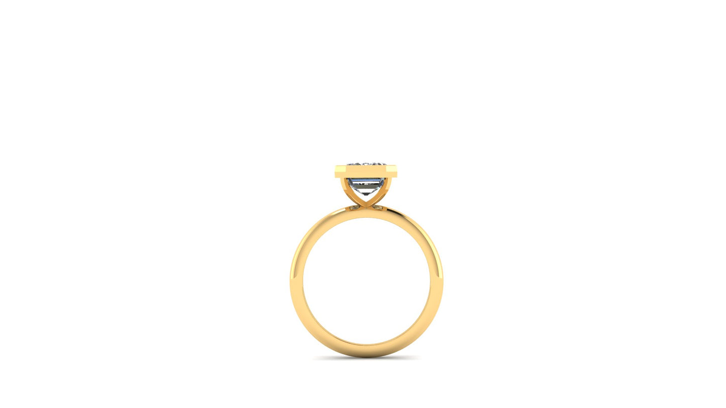 2.55 ctw Emerald Cut Lab Grown Diamond | Bezel Set Setting | Solitaire Ring.