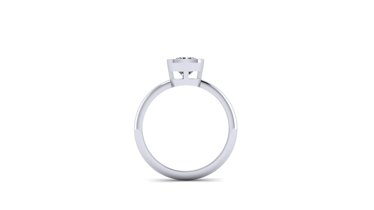 1.12 ctw Cushion Cut Lab Grown Diamond | Bezel Set Setting | Solitaire Ring.