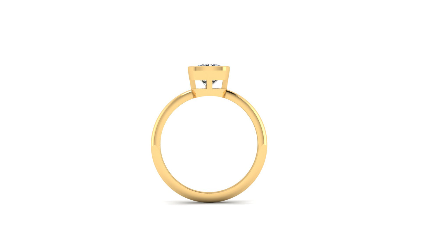 1.12 ctw Cushion Cut Lab Grown Diamond | Bezel Set Setting | Solitaire Ring.