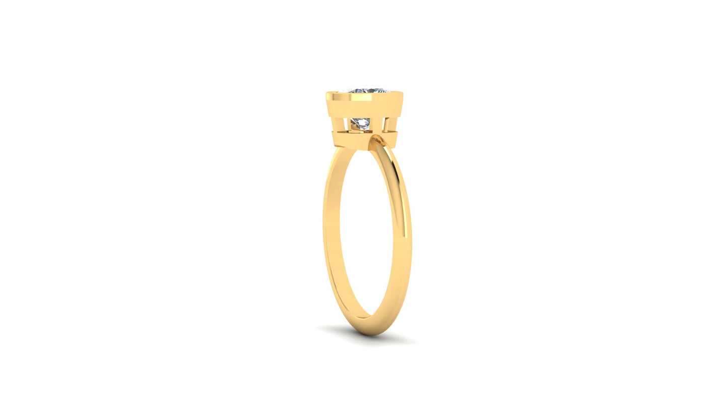 1.12 ctw Cushion Cut Lab Grown Diamond | Bezel Set Setting | Solitaire Ring.