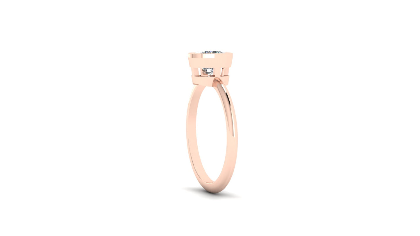 1.12 ctw Cushion Cut Lab Grown Diamond | Bezel Set Setting | Solitaire Ring.
