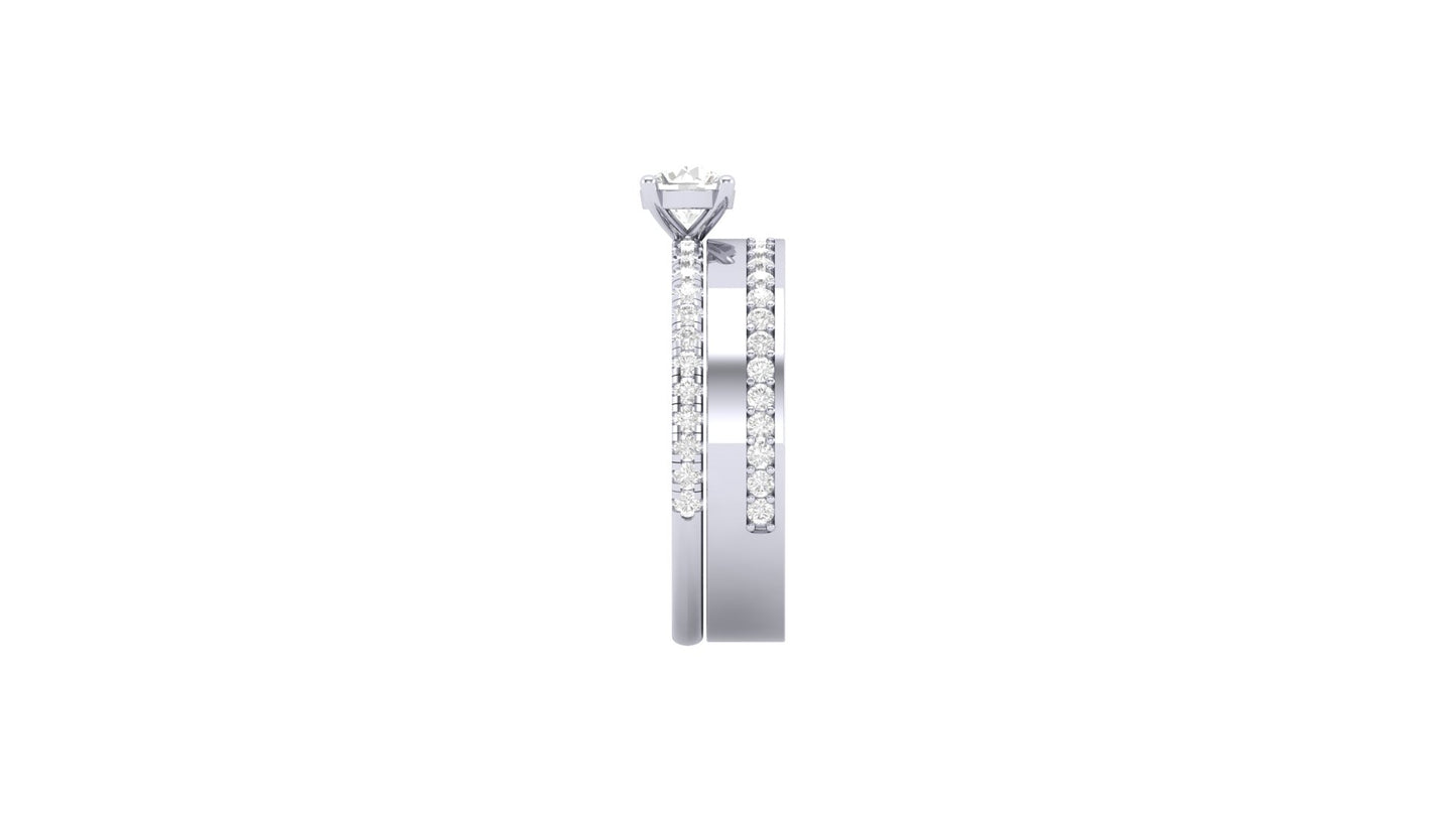 0.50 ct Round Cut Lab Grown Centered Diamond | 0.50 ct of Lab-Grown Side Diamonds with Designer Band.