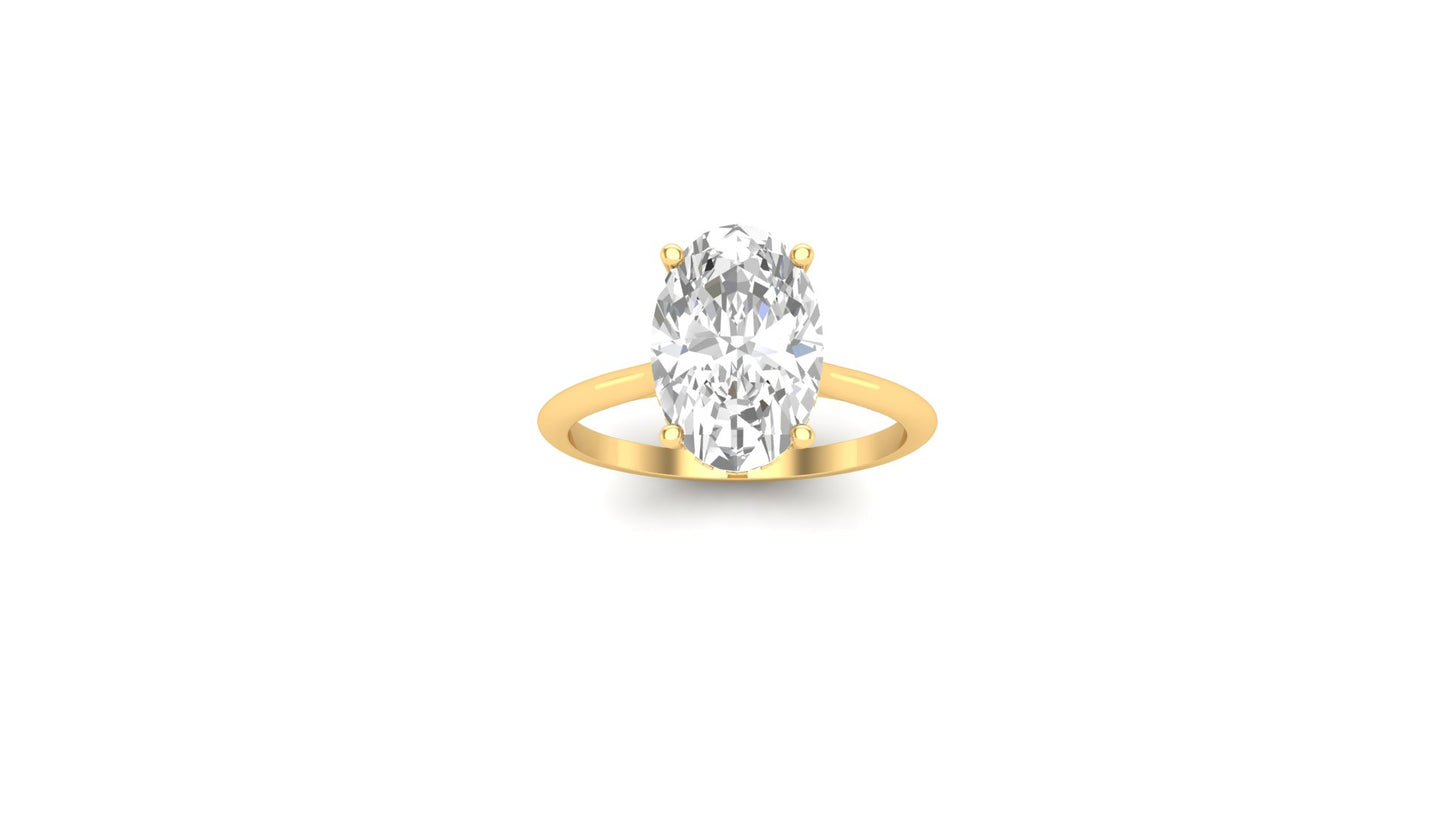 3.05 ct Oval Cut Lab Grown Diamond | Color: E | Clarity: VVS | 0.15 ct Lab Grown Side Diamonds. | Designer Ring.