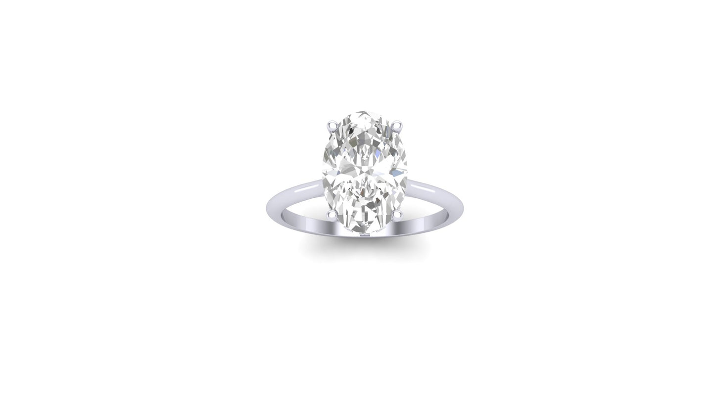3.05 ct Oval Cut Lab Grown Diamond | Color: E | Clarity: VVS | 0.15 ct Lab Grown Side Diamonds. | Designer Ring.