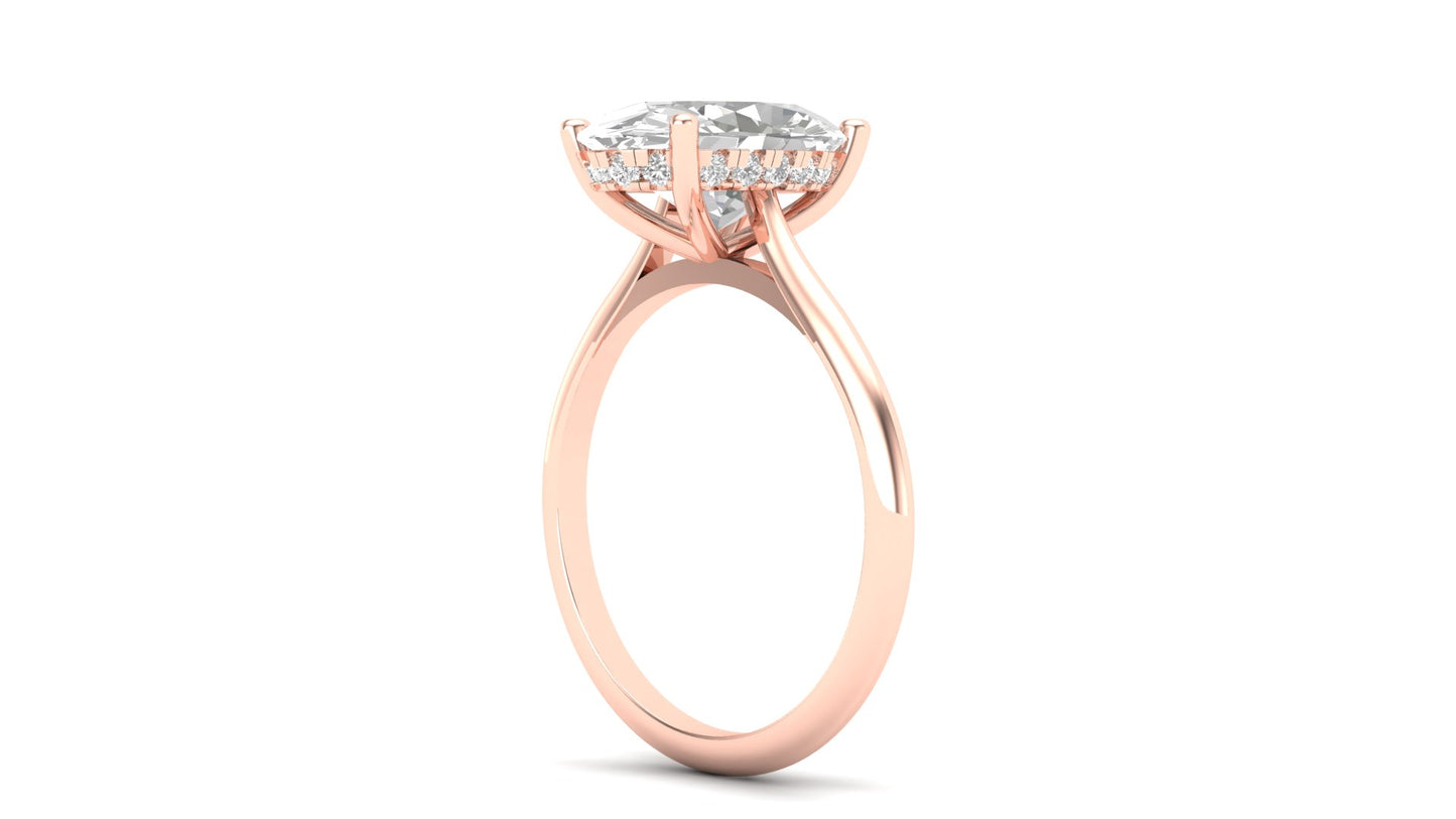 3.05 ct Oval Cut Lab Grown Diamond | Color: E | Clarity: VVS | 0.15 ct Lab Grown Side Diamonds. | Designer Ring.