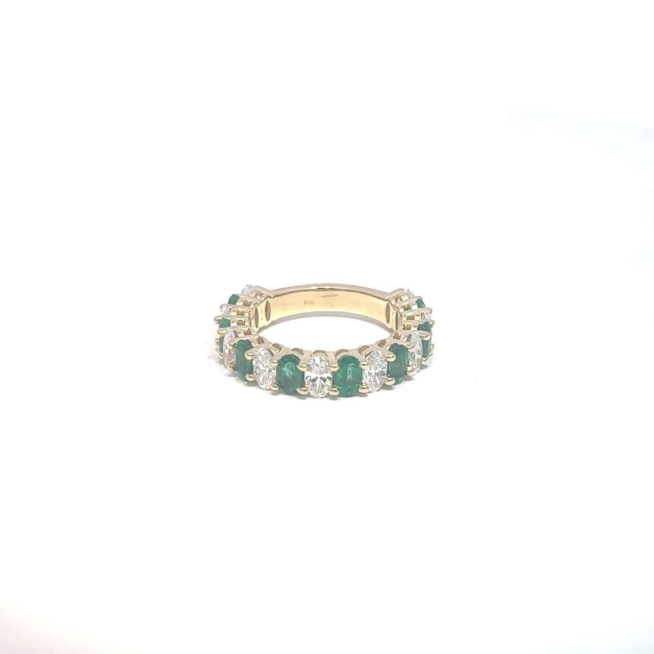 1.78 ct Natural Emeralds Band | 1.72 ct Lab-Grown Diamonds | 14k Yellow Gold