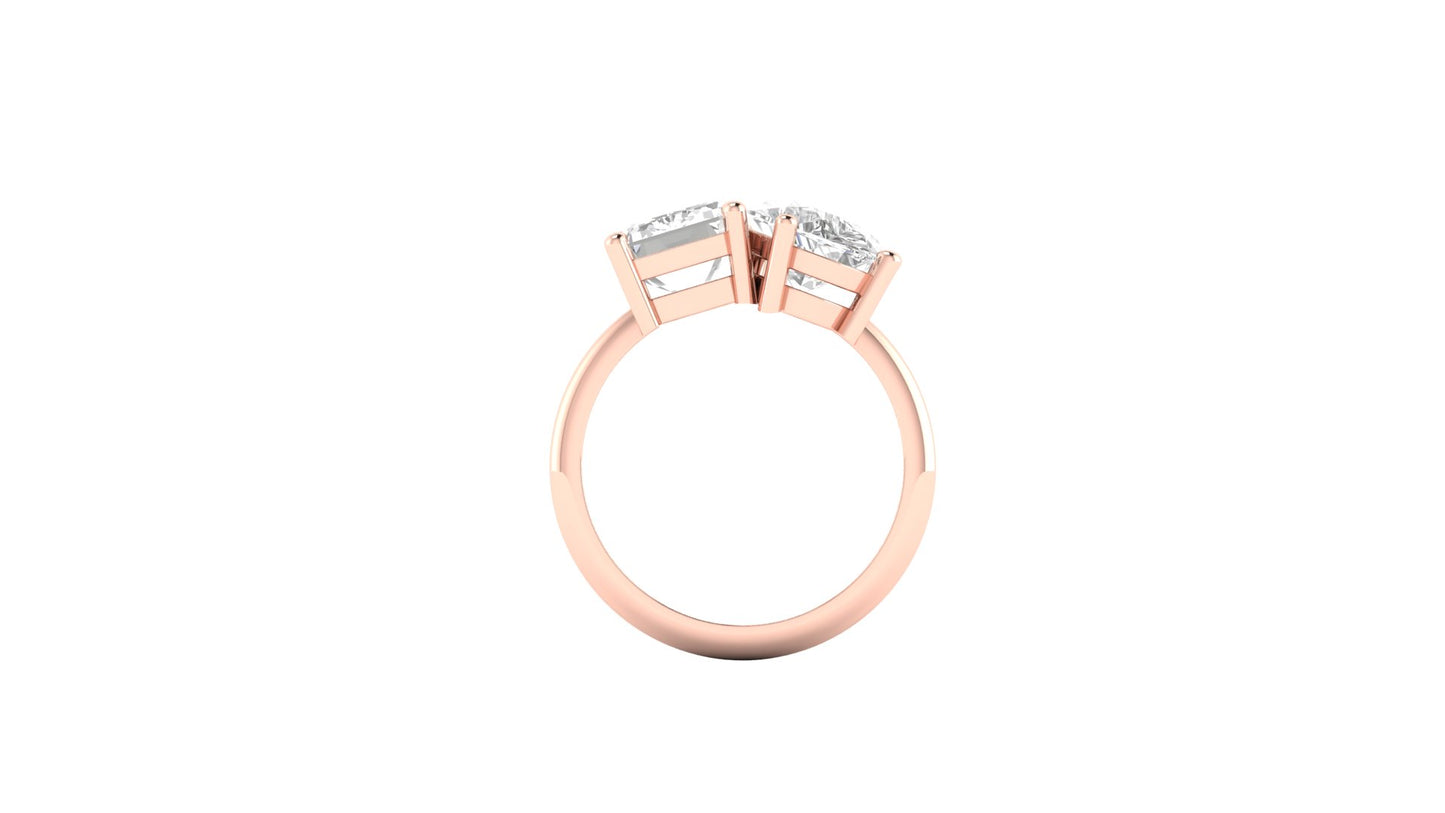 2.76 ct Emerald Cut Lab Grown Diamond | Color: E | Clarity: VVS | 2.35 ct Pear Shape Lab Grown Diamond | Color: E | Clarity: VVS | Designer Ring.