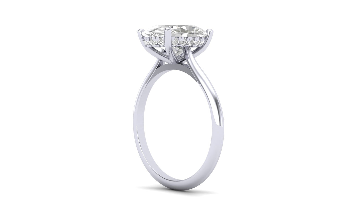 3.05 ct Oval Cut Lab Grown Diamond | Color: E | Clarity: VVS | 0.15 ct Lab Grown Side Diamonds. | Designer Ring.