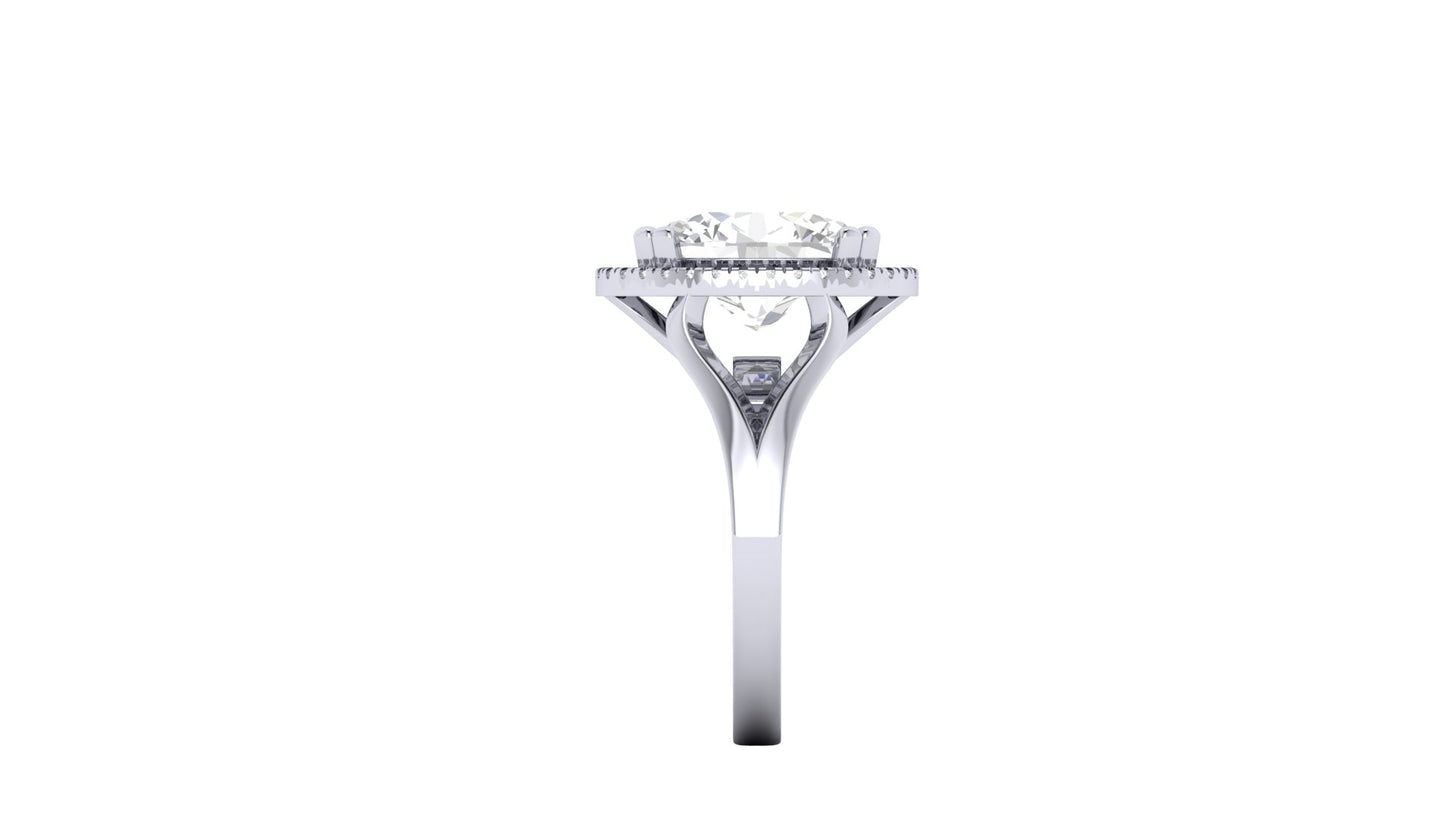 4.54 ct Oval Cut Center Lab Grown Diamond | Color: E | Clarity: VVS | 0.17 ct Lab Grown Side Diamonds | Halo Ring.