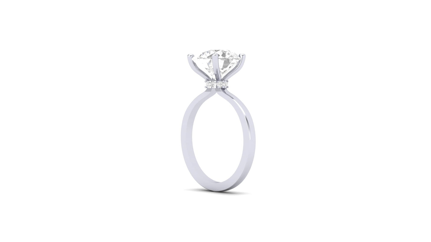 3.00 ct Round Cut Center Lab Grown Diamond | Color: E | Clarity: VVS | 0.10 ct Lab Grown Side Diamonds. | Designer Ring.
