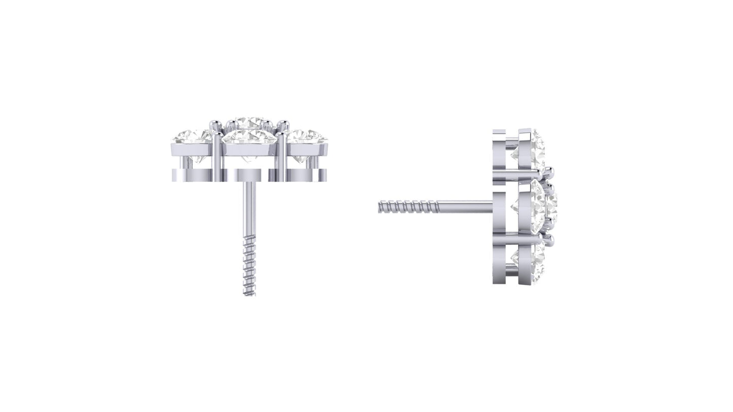 1.50 ctw Lab Grown Diamonds | Designer Earrings | Screw Back