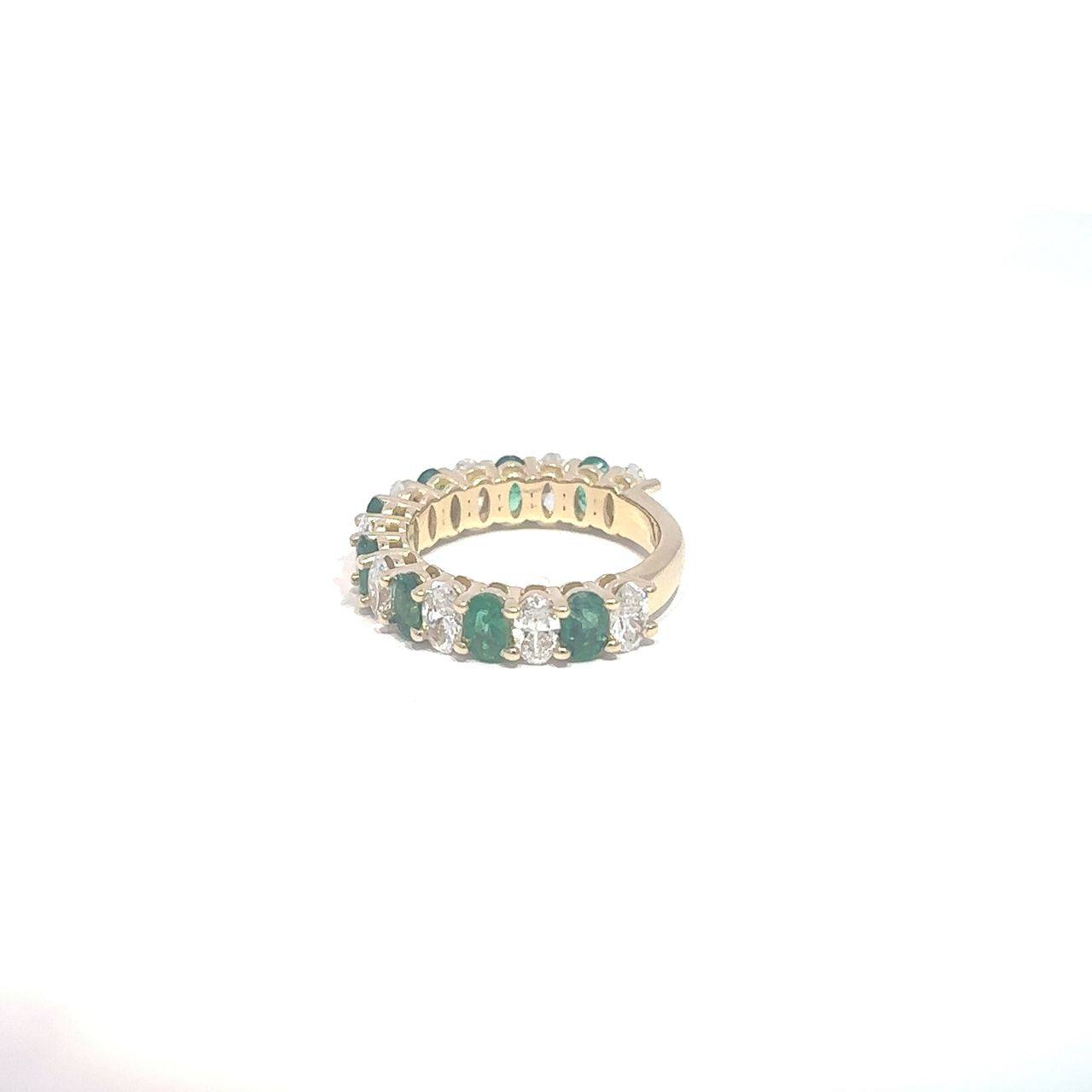 1.78 ct Natural Emeralds Band | 1.72 ct Lab-Grown Diamonds | 14k Yellow Gold