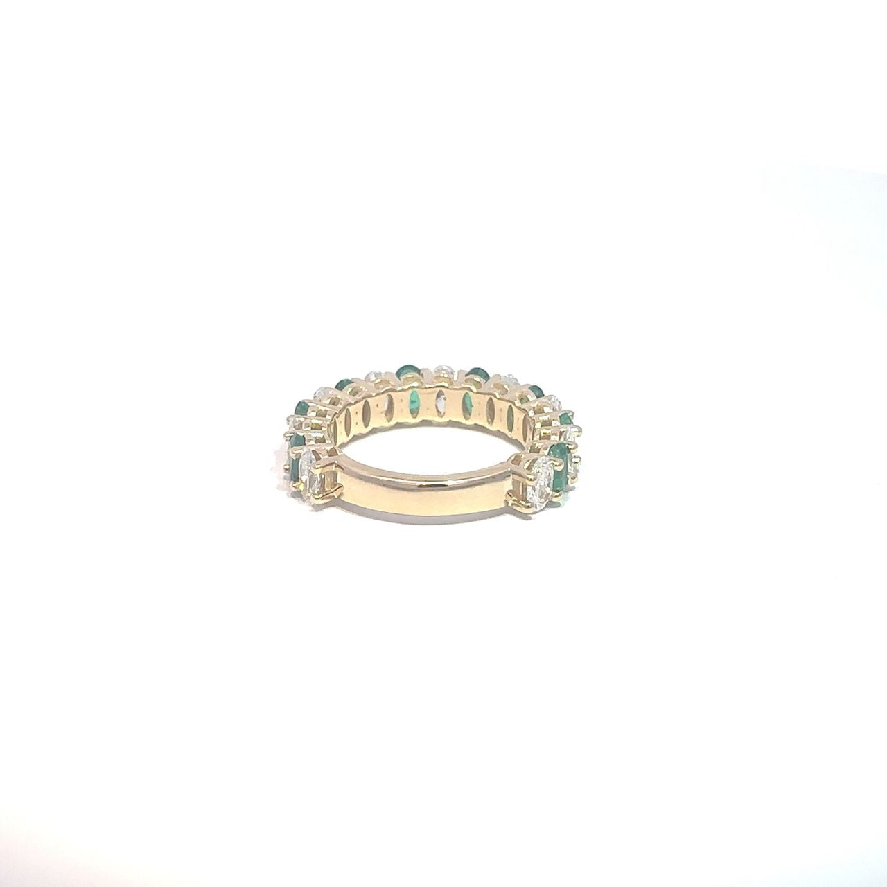 1.78 ct Natural Emeralds Band | 1.72 ct Lab-Grown Diamonds | 14k Yellow Gold