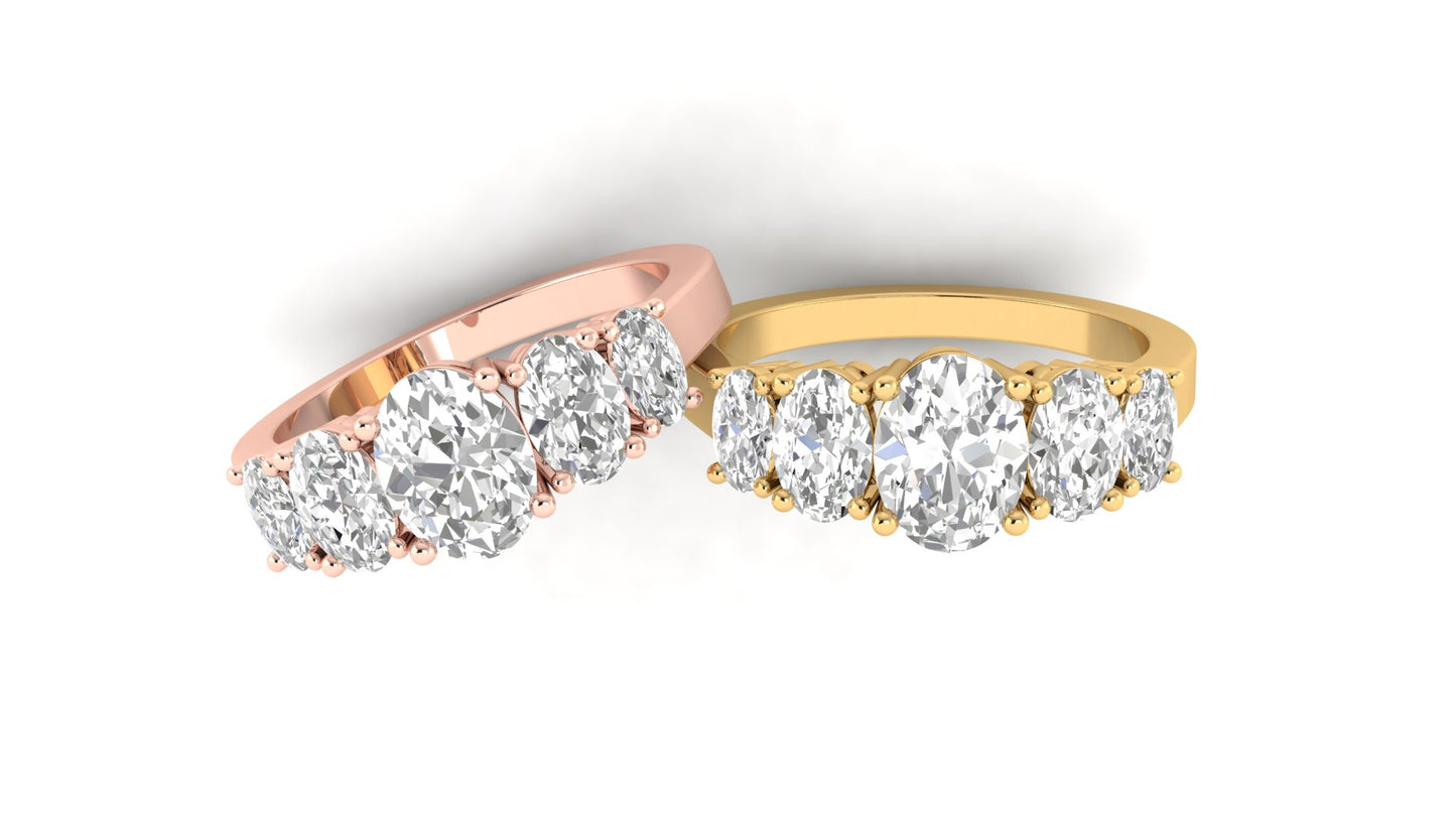 5.42 ctw Oval Shape Lab Grown Diamonds Designer Ring. | Color: E | Clarity: VVS