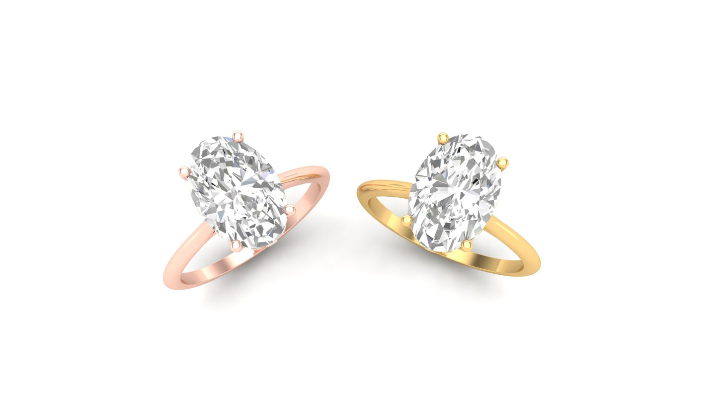 3.05 ct Oval Cut Lab Grown Diamond | Color: E | Clarity: VVS | 0.15 ct Lab Grown Side Diamonds. | Designer Ring.