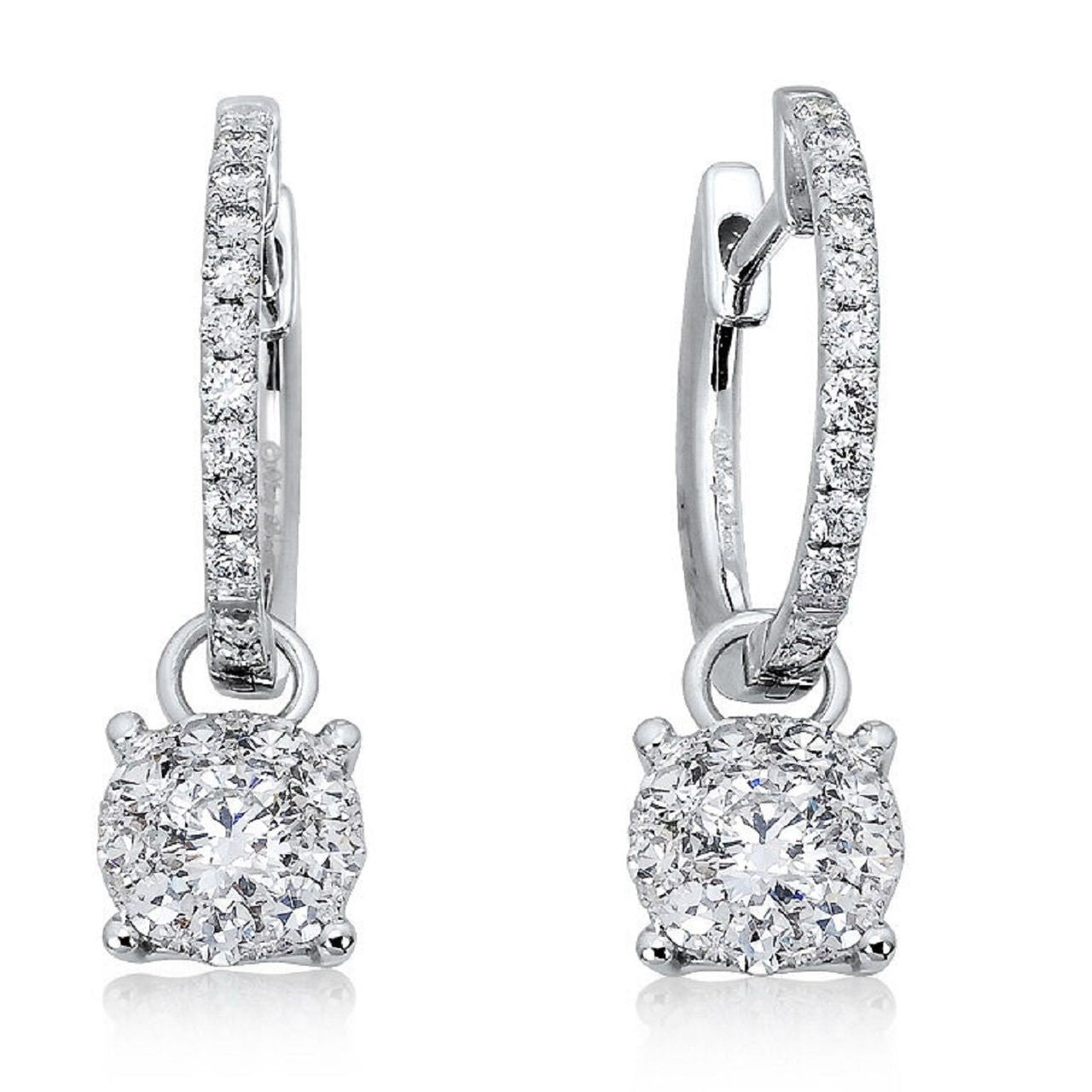0.84 ctw Natural Diamonds | Color: F | Clarity: VS | 18k White Gold Earrings