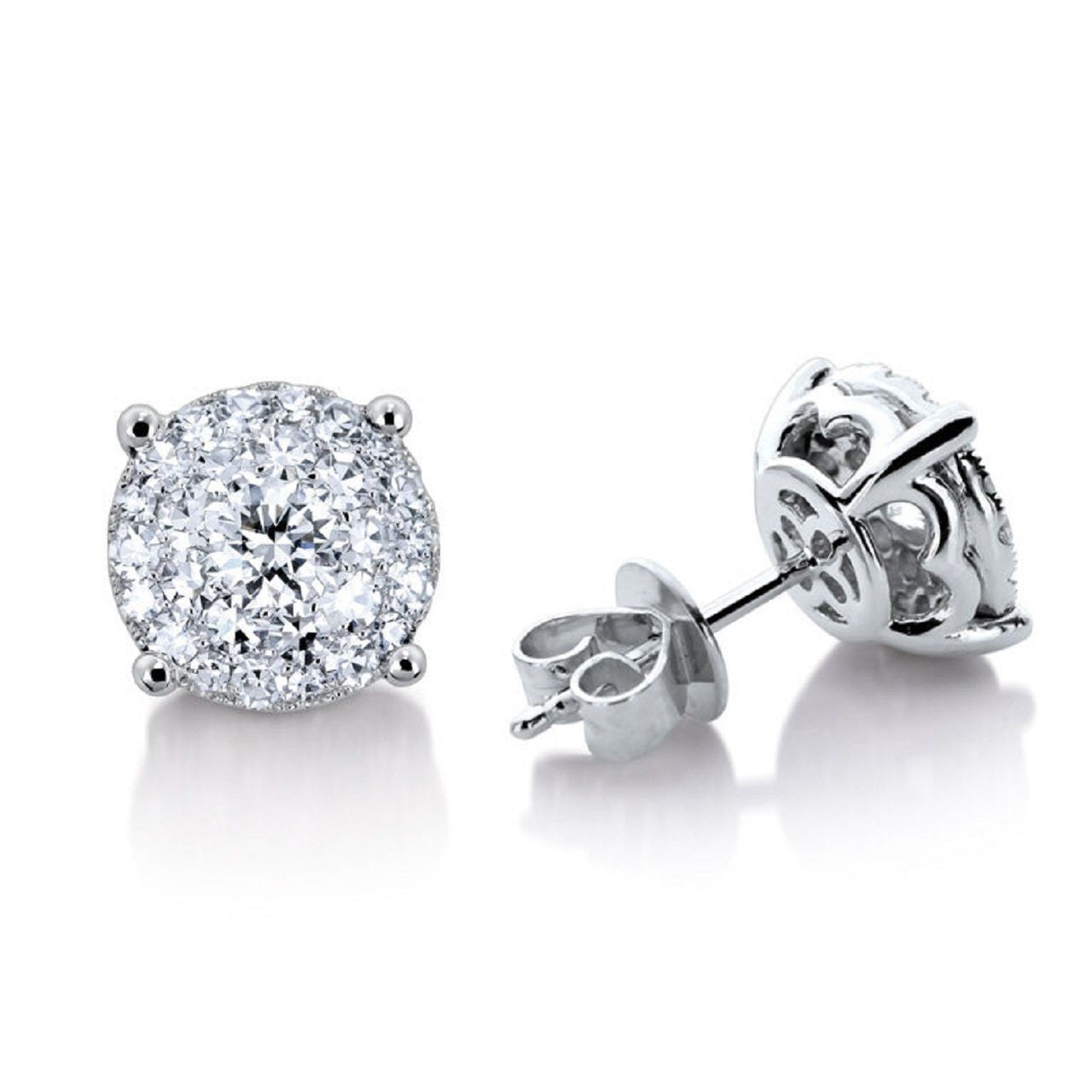 1.5 ctw Natural Diamonds | Color: F | Clarity: VS | 18k White Gold Earrings
