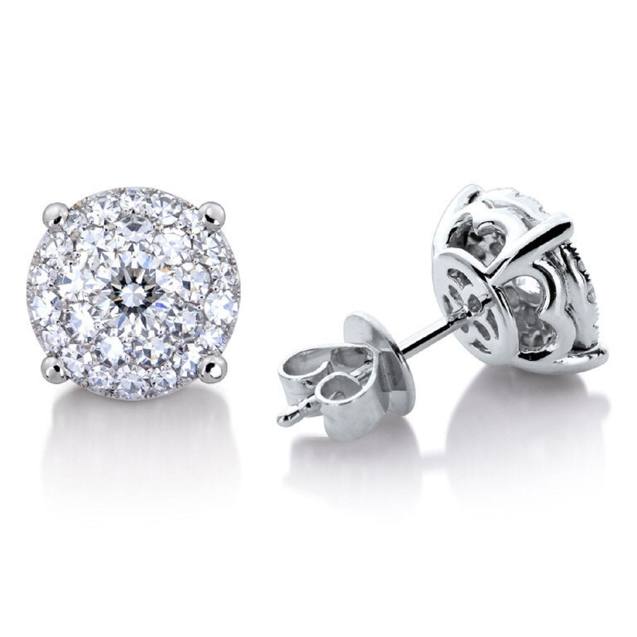 1.8 ctw Natural Diamonds | Color: F | Clarity: VS | 18k White Gold Earrings